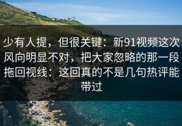少有人提，但很关键：新91视频这次风向明显不对，把大家忽略的那一段拖回视线：这回真的不是几句热评能带过