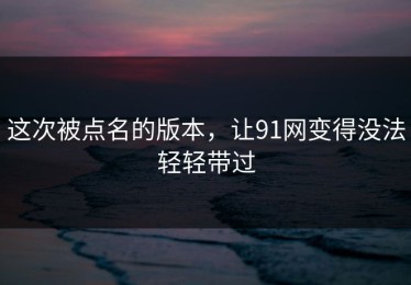 这次被点名的版本，让91网变得没法轻轻带过
