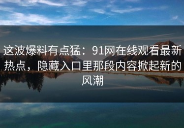 这波爆料有点猛：91网在线观看最新热点，隐藏入口里那段内容掀起新的风潮