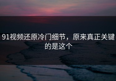 91视频还原冷门细节，原来真正关键的是这个