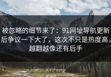 被忽略的细节来了：91网址导航更新后争议一下大了，这次不只是热度高，越翻越像还有后手