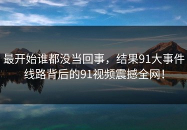 最开始谁都没当回事，结果91大事件线路背后的91视频震撼全网！
