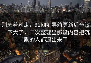 别急着划走，91网址导航更新后争议一下大了，二次整理里那段内容把沉默的人都逼出来了