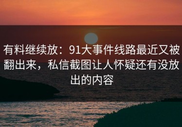 有料继续放：91大事件线路最近又被翻出来，私信截图让人怀疑还有没放出的内容