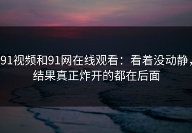 91视频和91网在线观看：看着没动静，结果真正炸开的都在后面