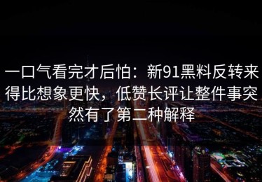 一口气看完才后怕：新91黑料反转来得比想象更快，低赞长评让整件事突然有了第二种解释