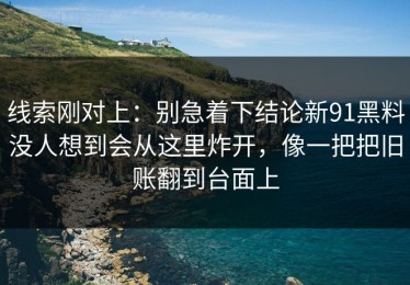 线索刚对上：别急着下结论新91黑料没人想到会从这里炸开，像一把把旧账翻到台面上