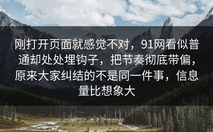 刚打开页面就感觉不对，91网看似普通却处处埋钩子，把节奏彻底带偏，原来大家纠结的不是同一件事，信息量比想象大