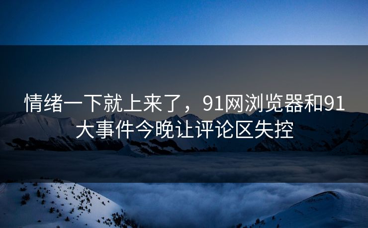 情绪一下就上来了，91网浏览器和91大事件今晚让评论区失控