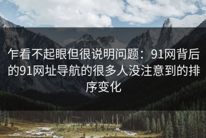 乍看不起眼但很说明问题：91网背后的91网址导航的很多人没注意到的排序变化