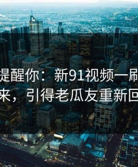 别说没提醒你：新91视频一刷就停不下来，引得老瓜友重新回坑