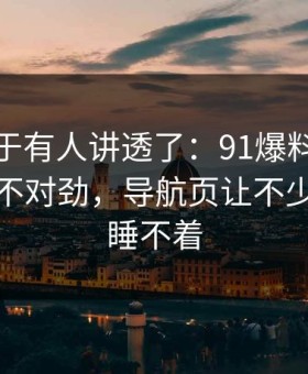 这回终于有人讲透了：91爆料回看时才发现不对劲，导航页让不少人半夜睡不着