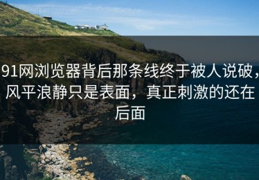 91网浏览器背后那条线终于被人说破，风平浪静只是表面，真正刺激的还在后面