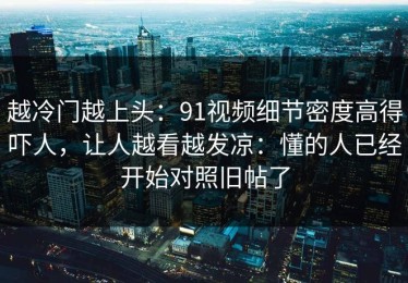 越冷门越上头：91视频细节密度高得吓人，让人越看越发凉：懂的人已经开始对照旧帖了