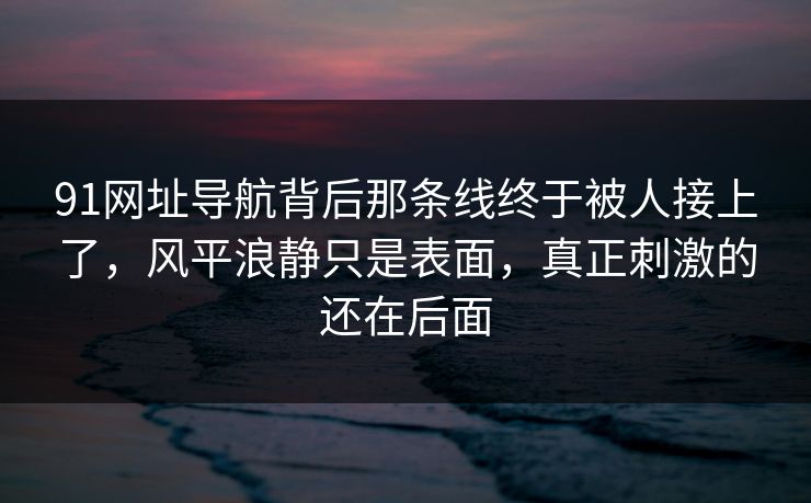 91网址导航背后那条线终于被人接上了，风平浪静只是表面，真正刺激的还在后面