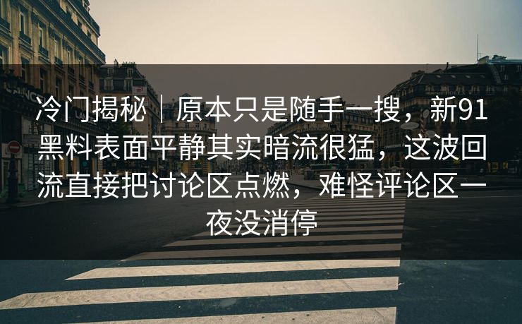 冷门揭秘｜原本只是随手一搜，新91黑料表面平静其实暗流很猛，这波回流直接把讨论区点燃，难怪评论区一夜没消停