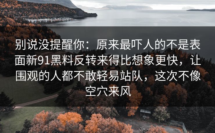 别说没提醒你：原来最吓人的不是表面新91黑料反转来得比想象更快，让围观的人都不敢轻易站队，这次不像空穴来风