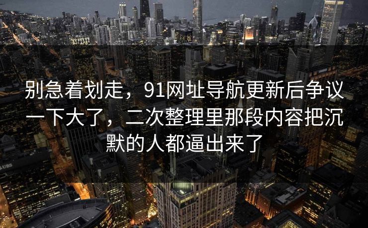 别急着划走，91网址导航更新后争议一下大了，二次整理里那段内容把沉默的人都逼出来了