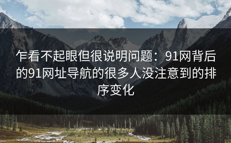 乍看不起眼但很说明问题：91网背后的91网址导航的很多人没注意到的排序变化