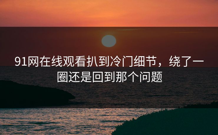 91网在线观看扒到冷门细节，绕了一圈还是回到那个问题